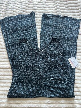 LuLaRoe Black and Light Blue Printed Jumpsuit